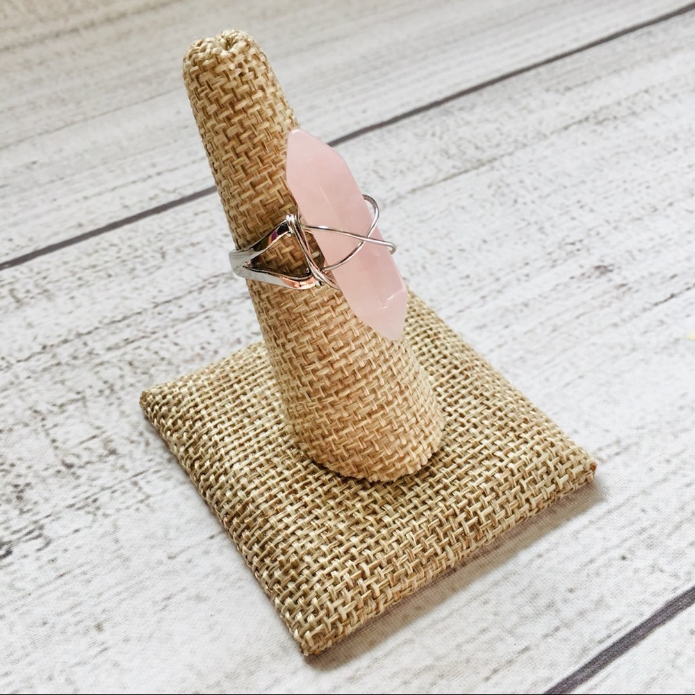 Rose Quartz Hexagon Point Ring